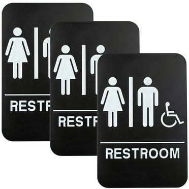 WC Toilet Door Sign Plaque Unisex Washroom Symbol Acrylic Self Adhesive 10x10CM 